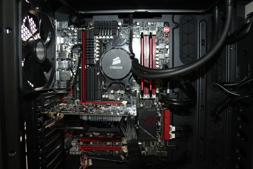The inside of a computer.